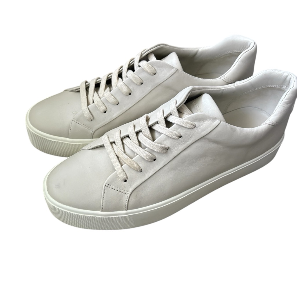 Vince Benfield Leather Platform Sneakers Off White Size 10